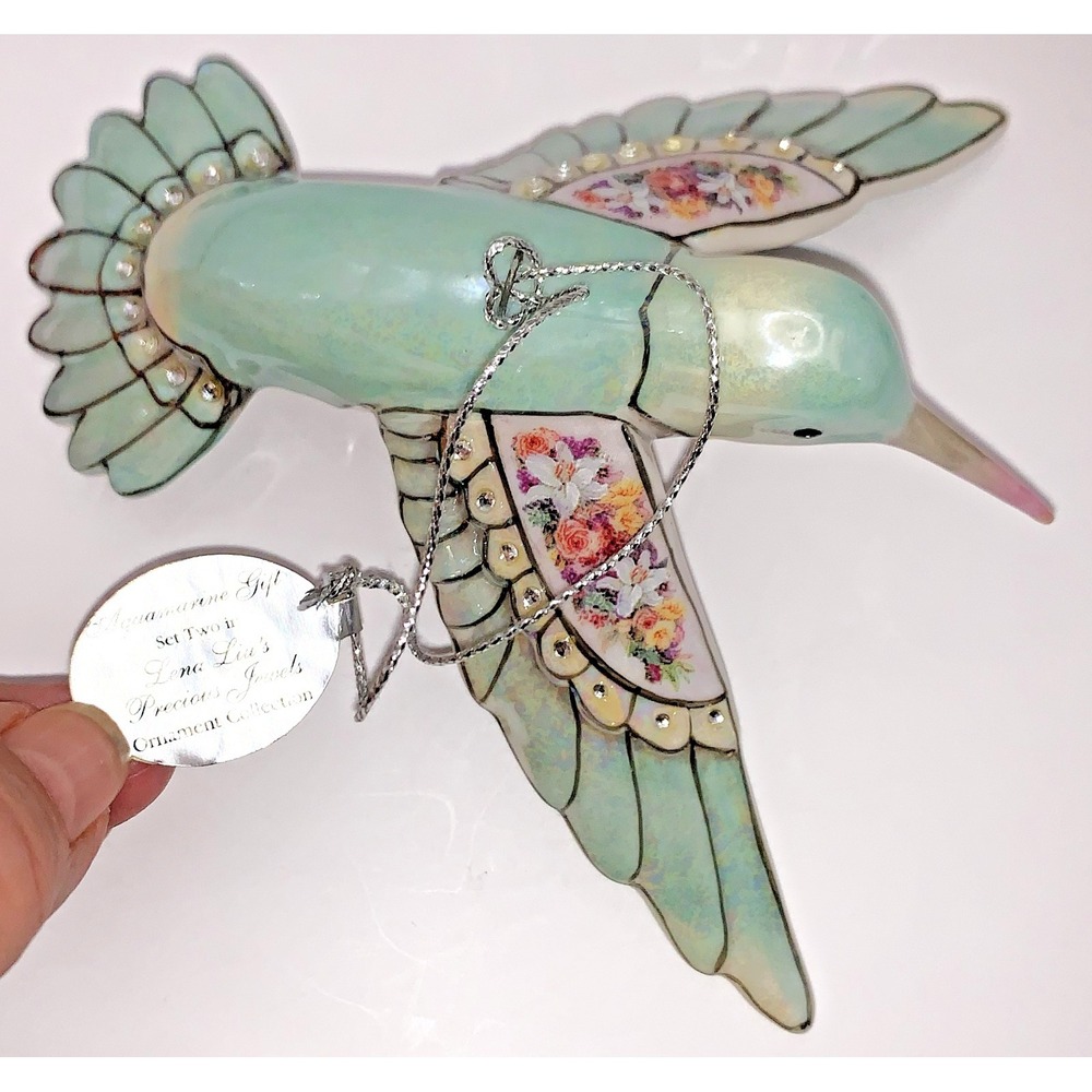 Lena Liu's Precious Jewels AQUAMARINE GIFT Hummingbird Bradford LE Retired 2004